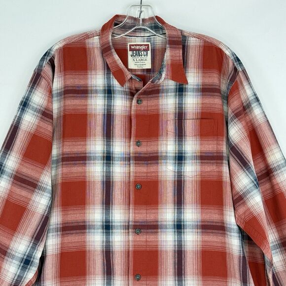 WRANGLER Mens Shirt XL Red Check Cotton - Picture 3 of 16